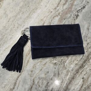 Elegant Navy Suede Clutch with Tassel